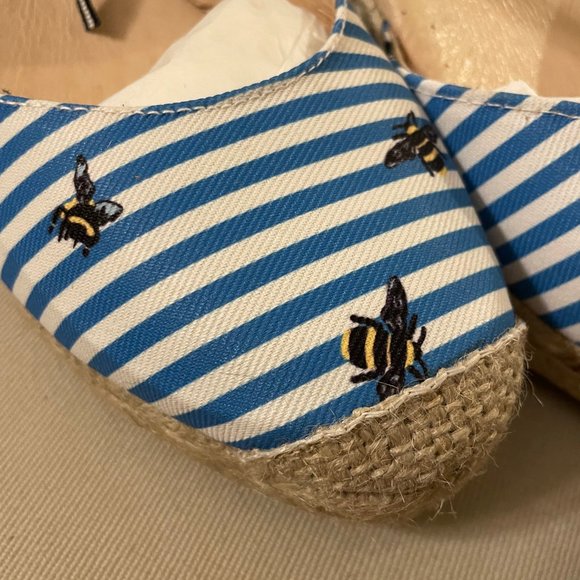 NWT!! Joules Women’s Blue Bee Stripe, Winnie Wedge Espadrille US 8 - Picture 11 of 15